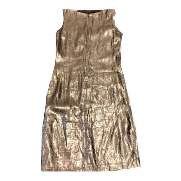 Tory Burch Silver Sleeveless Dress unique shimmer pattern party perfect size 4 - Picture 4 of 11
